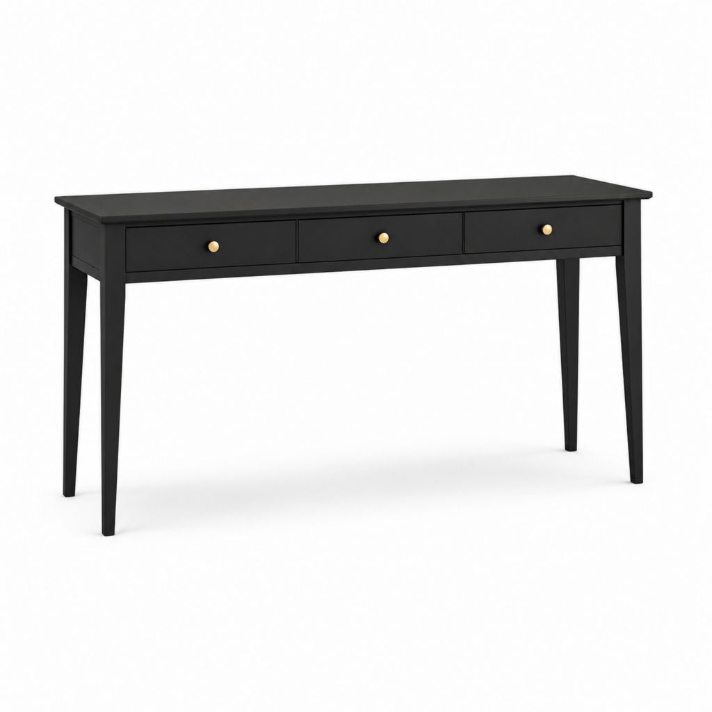 Console d'entrée noire en MDF rectangulaire avec 3 tiroirs 120 x 35 x 80 cm