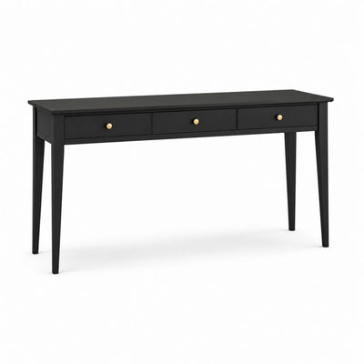 Console d'entrée noire en MDF rectangulaire avec 3 tiroirs 120 x 35 x 80 cm