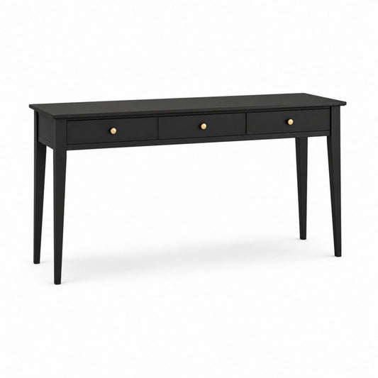 Console d'entrée noire en MDF rectangulaire avec 3 tiroirs 120 x 35 x 80 cm