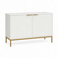 Buffet 2 portes blanc en MDF rectangulaire 120 x 40 x 80 cm pieds acier doré