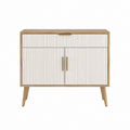 Buffet 2 portes 1 tiroir blanc et chêne en MDF rectangulaire 100 x 40 x 90 cm
