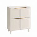 Buffet 4 portes blanc cassé en MDF et polyester rectangulaire 80 x 40 x 100 cm