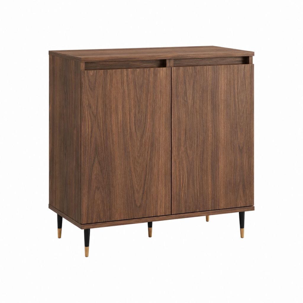 Buffet de salle à manger 2 portes marron noyer en panneaux MDF 90 x 40 x 100 cm