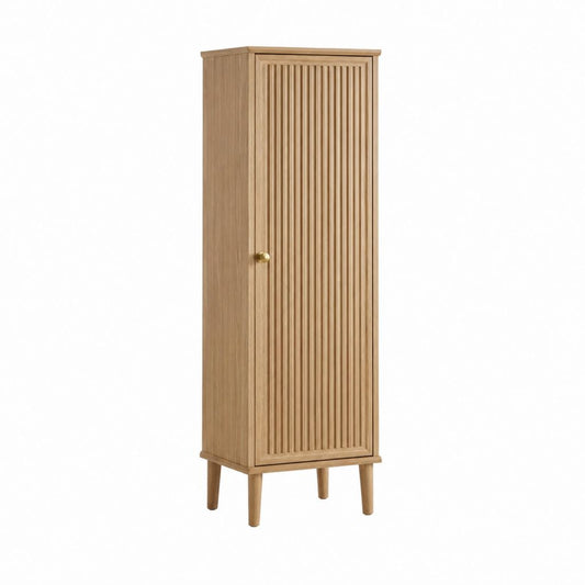 Buffet colonne 1 porte chêne clair MDF plaqué chêne rectangulaire 60 x 40 x 180 cm
