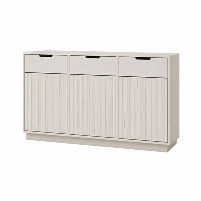 Buffet de salle à manger rectangulaire beige en panneaux MDF 150 x 40 x 85 cm avec 3 tiroirs et 3 portes