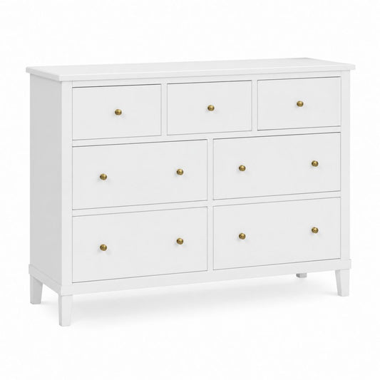 Buffet 7 tiroirs blanc en panneaux MDF rectangulaire 120 x 40 x 90 cm