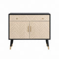 Buffet 2 portes 1 tiroir noir et beige en MDF rectangulaire 100 x 40 x 85 cm