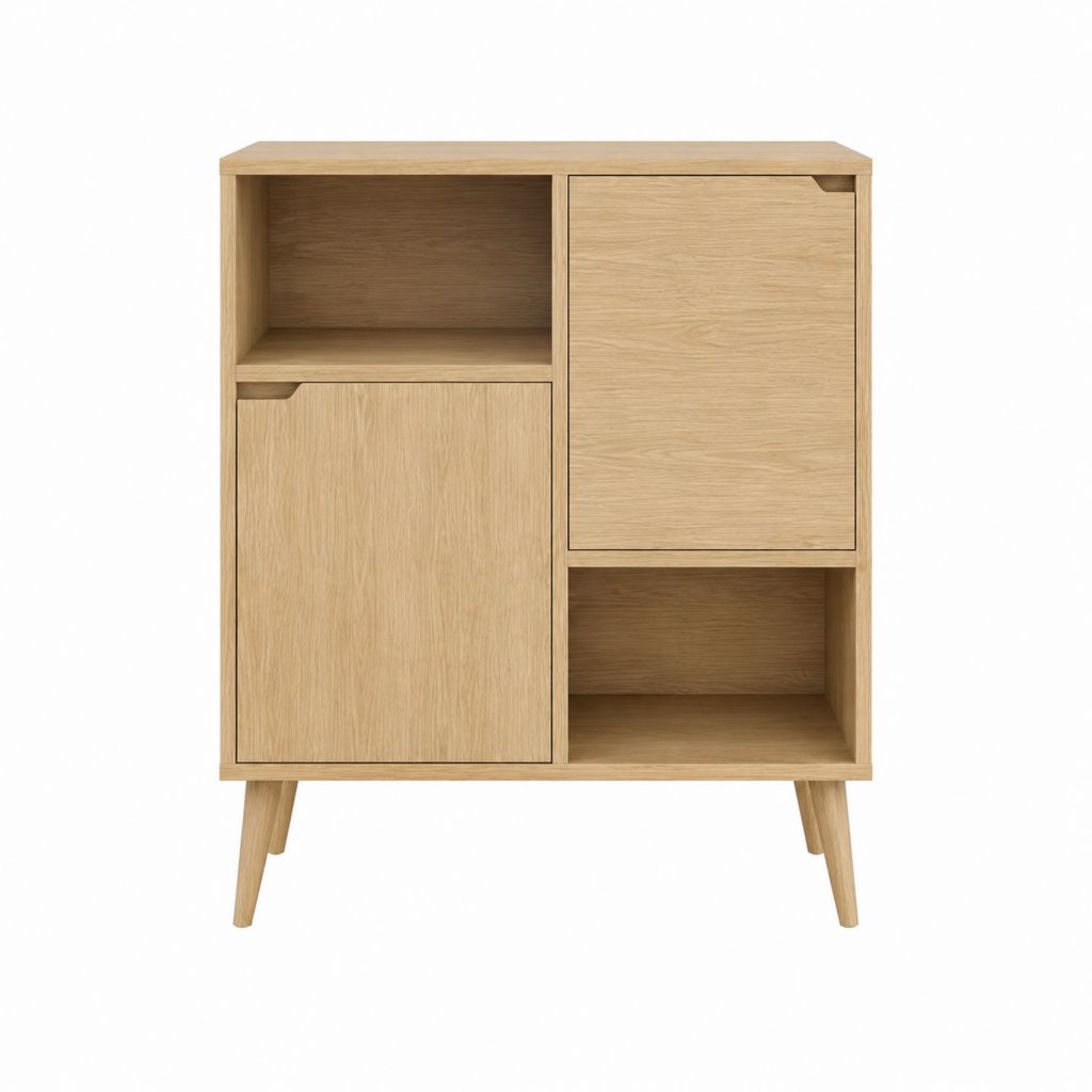 Buffet de rangement 2 portes chêne clair en panneaux MDF rectangulaire 80 x 40 x 120 cm